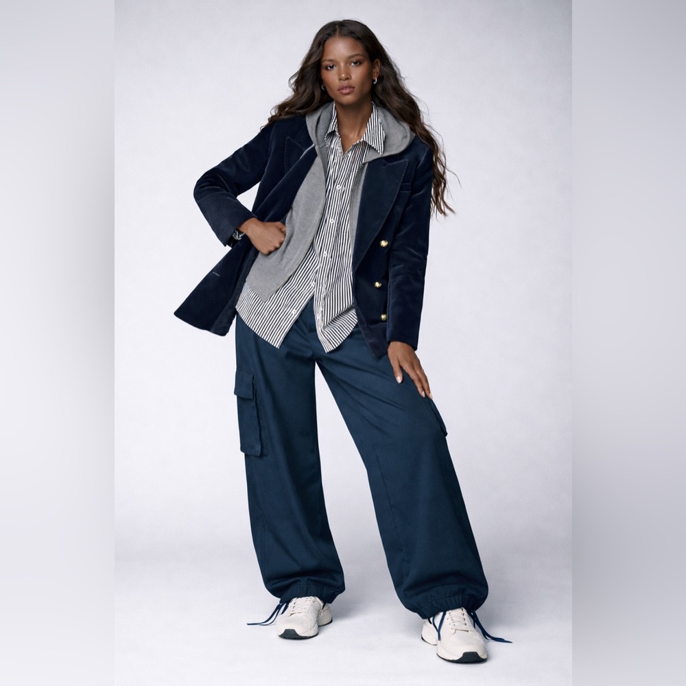 Navy Blue Baggy Cargo Pants – Size S